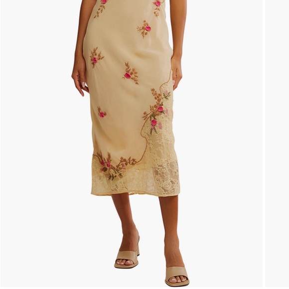 Free People Cream Floral Midi Dress, meet again - Picture 3 of 9